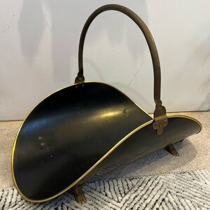 Brass and Black Lacquered Brass Log Holder